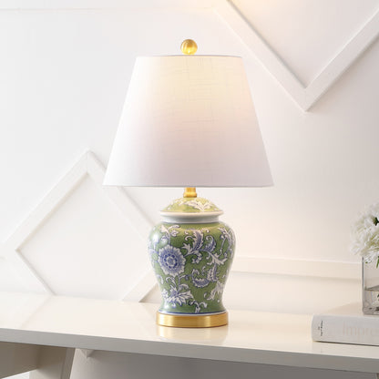 Lampe de table LED Penelope 22 Chinoiserie, bleu/blanc, par JONATHAN Y
