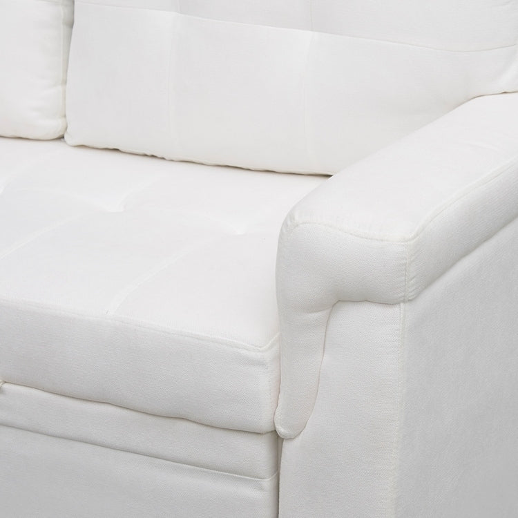 Canapé d'angle réversible avec lit gigogne, méridienne avec rangement dissimulé, pieds robustes.