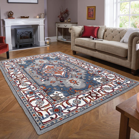 Tapis persan traditionnel en laine, fait main, motif floral George Towne Living