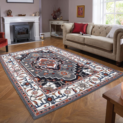 Tapis persan traditionnel en laine, fait main, motif floral George Towne Living