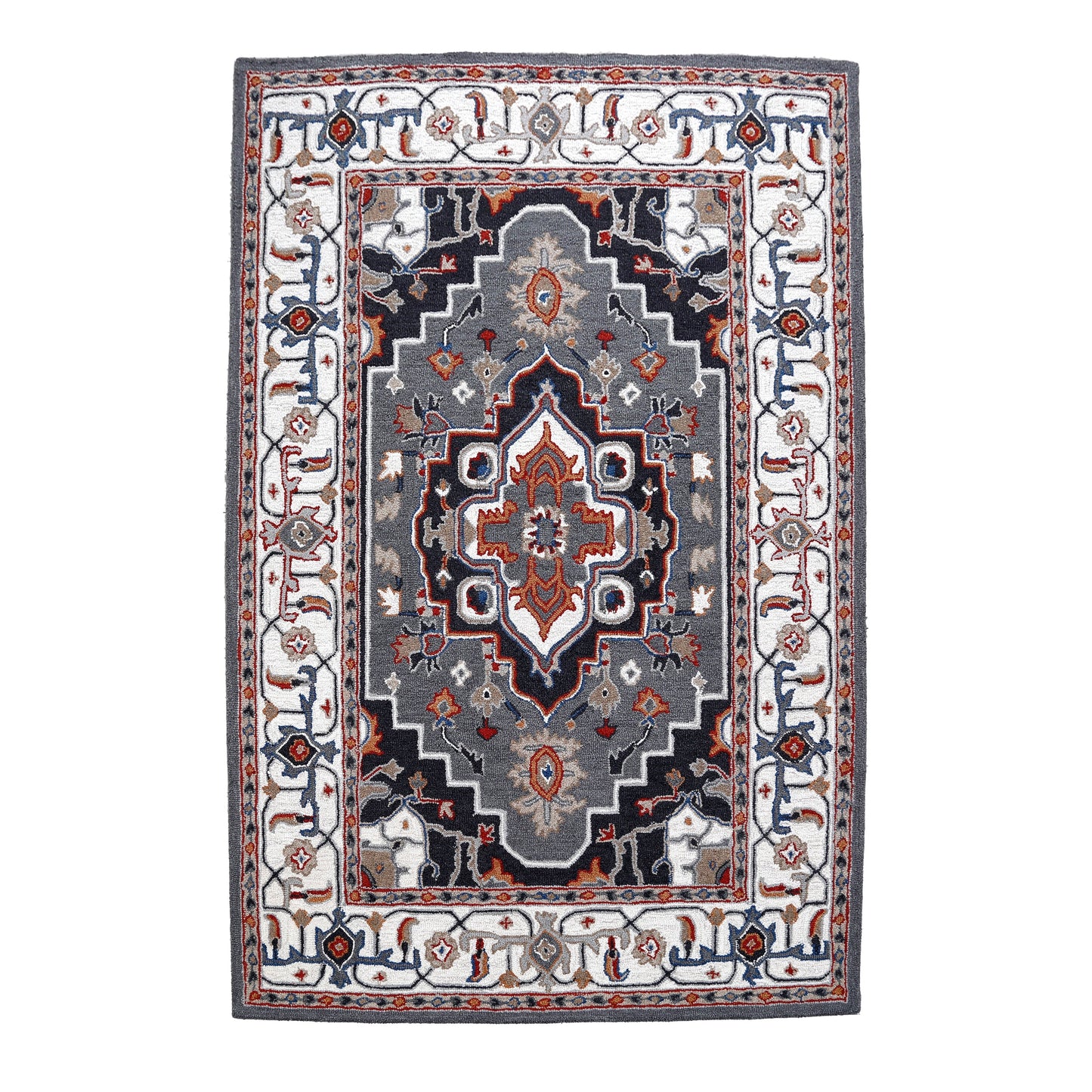 Tapis persan traditionnel en laine, fait main, motif floral George Towne Living