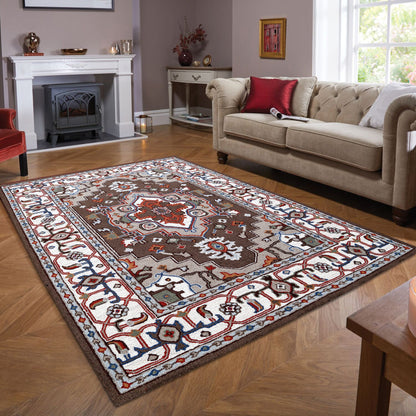 Tapis persan traditionnel en laine, fait main, motif floral George Towne Living