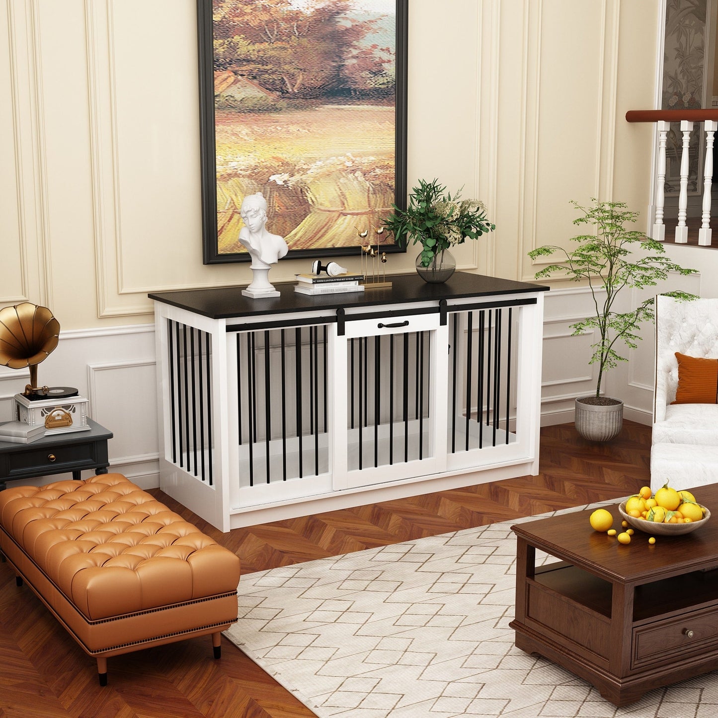 Cage pour chien élégante et robuste avec renfort en tubes de fer