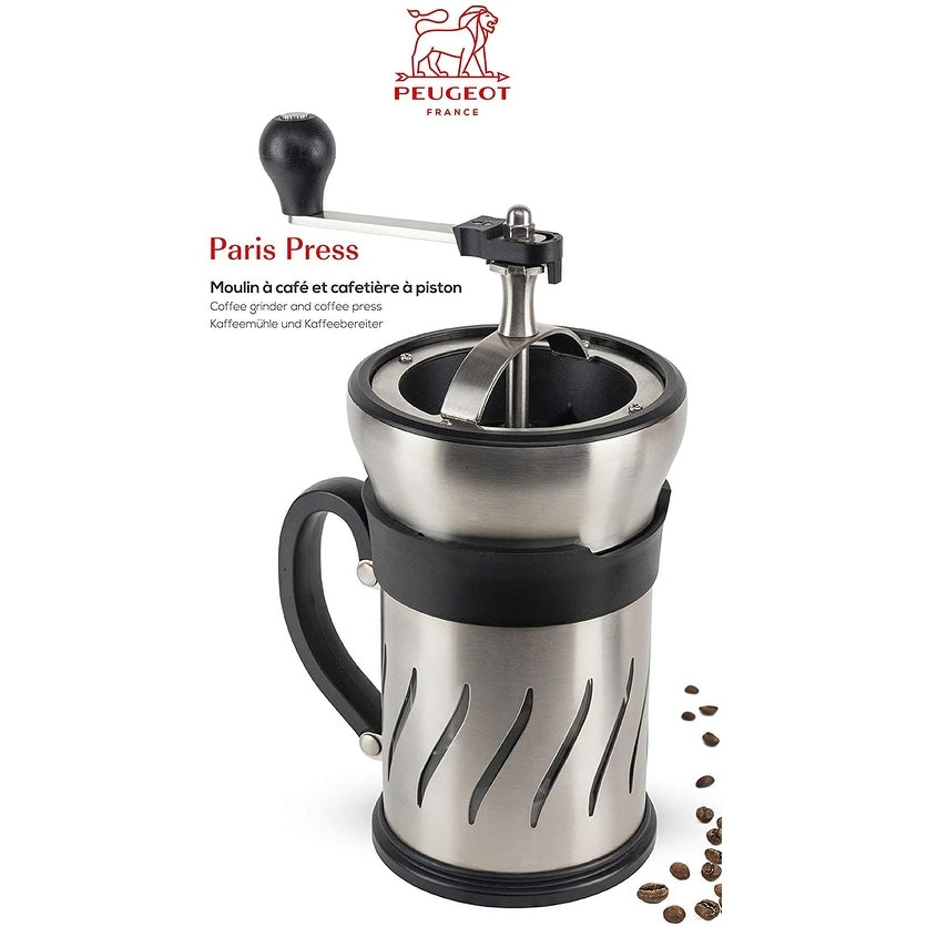 Moulin à café/cafetière à piston Peugeot 35257 Paris Press, acier inoxydable - 7,6 x 7,6 x 15,2 cm