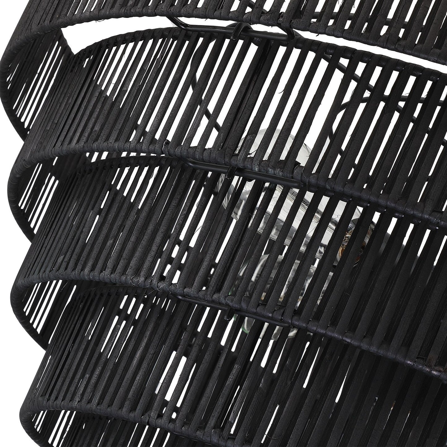 Lustre Piersan à 5 lumières de style bohème moderne avec abat-jour étagé en rotin - 66 cm de large