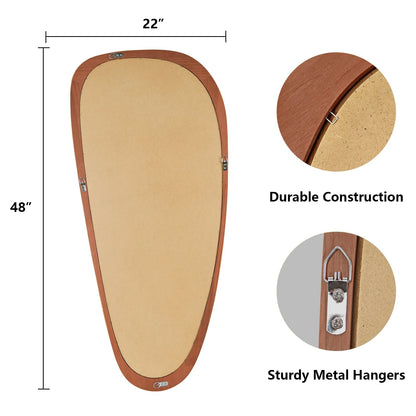 Miroir mural asymétrique en forme de pavé avec cadre en pin