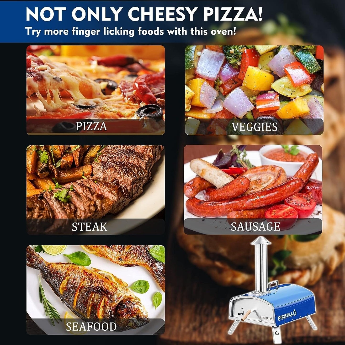 Four à pizza portable à bois d'extérieur avec pelle à pizza et sac de transport - 40 cm