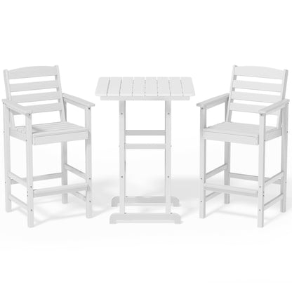 Ensemble de 3 chaises hautes Adirondack en plastique pour patio