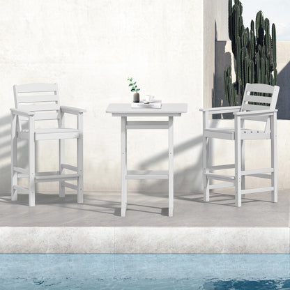 Ensemble de 3 chaises hautes Adirondack en plastique pour patio