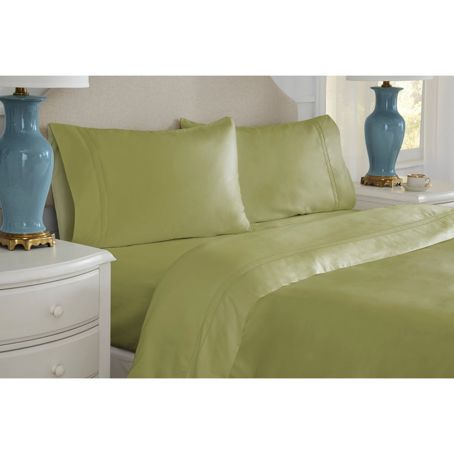 Ensemble de draps Pointehaven en coton à fibres longues, poches profondes, 620 fils/cm²