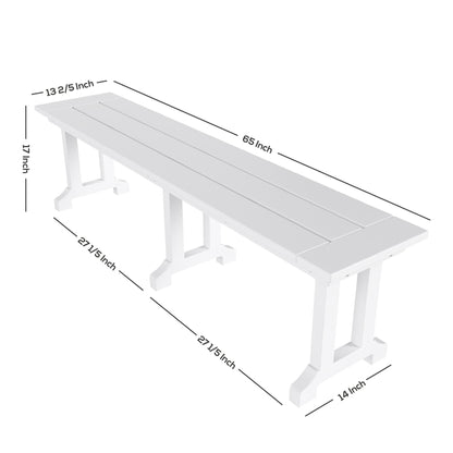 Banc de patio extérieur Polytrends Laguna HDPE résistant aux intempéries, 65 pouces