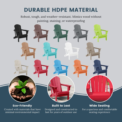 Chaise Adirondack pliante d'extérieur Polytrends Laguna résistante à la décoloration et aux intempéries