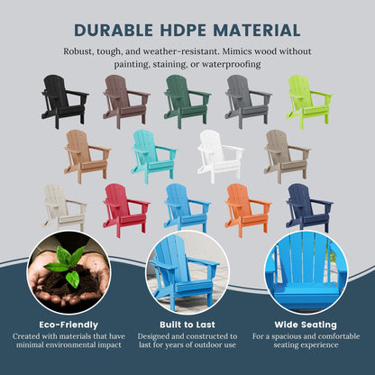 Chaise Adirondack pliante d'extérieur Polytrends Laguna résistante à la décoloration et aux intempéries