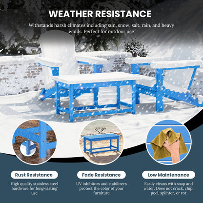 Table basse rectangulaire d'extérieur Polytrends Laguna en PEHD, résistante aux intempéries