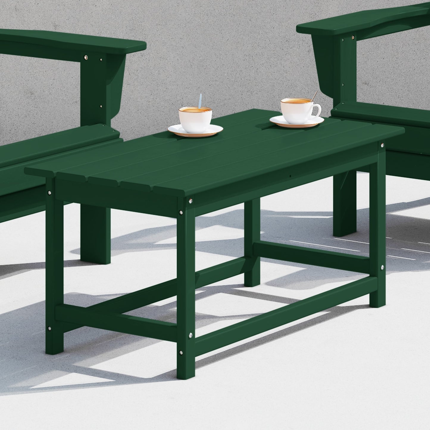 Table basse rectangulaire d'extérieur Polytrends Laguna en PEHD, résistante aux intempéries