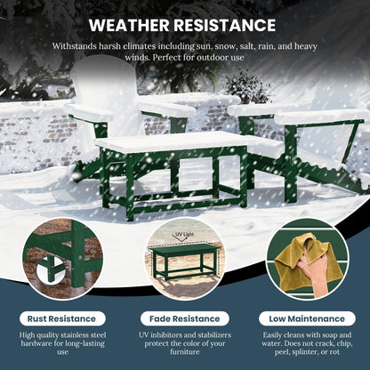 Table basse rectangulaire d'extérieur Polytrends Laguna en PEHD, résistante aux intempéries