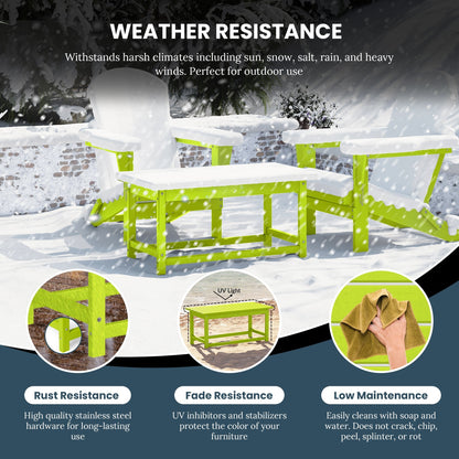 Table basse rectangulaire d'extérieur Polytrends Laguna en PEHD, résistante aux intempéries