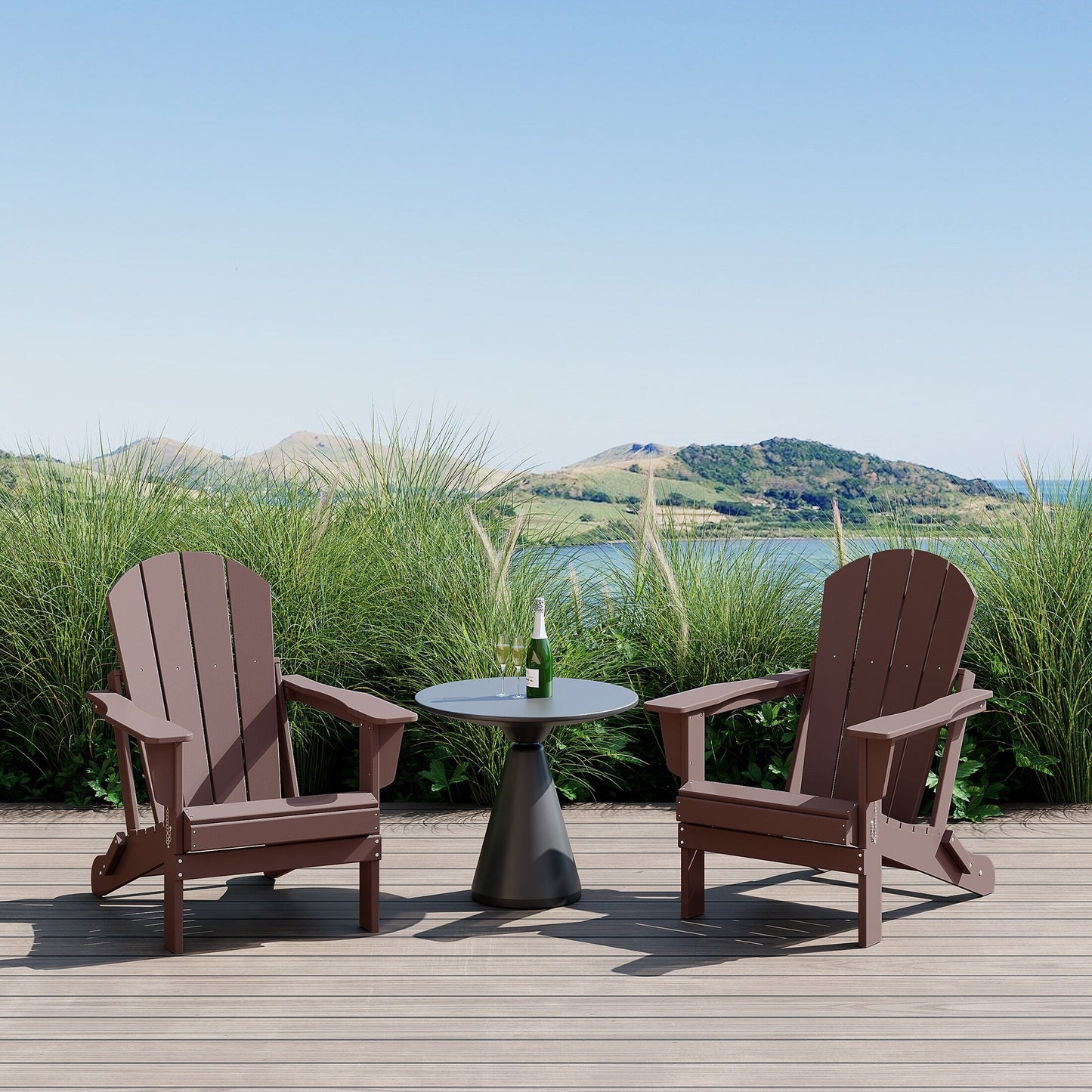 Chaises Adirondack pliantes d'extérieur Polytrends Laguna résistantes aux intempéries (lot de 2)
