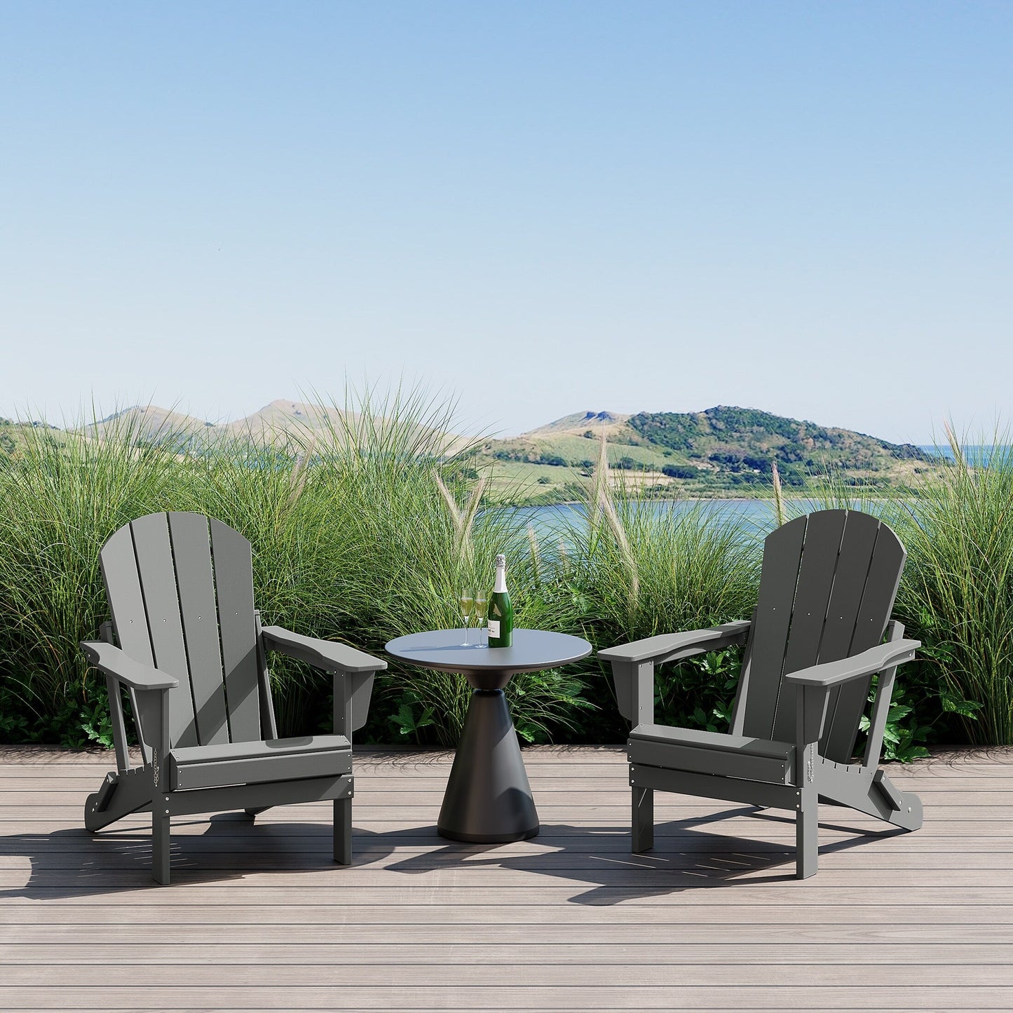 Chaises Adirondack pliantes d'extérieur Polytrends Laguna résistantes aux intempéries (lot de 2)