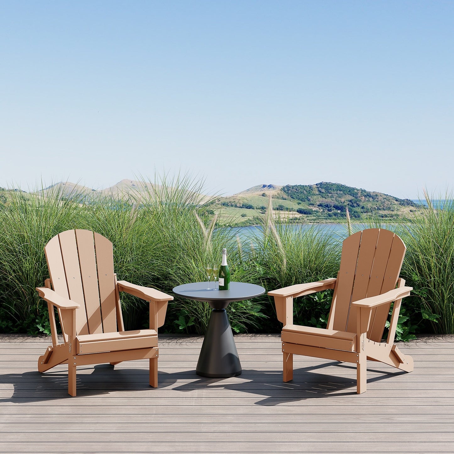 Chaises Adirondack pliantes d'extérieur Polytrends Laguna résistantes aux intempéries (lot de 2)