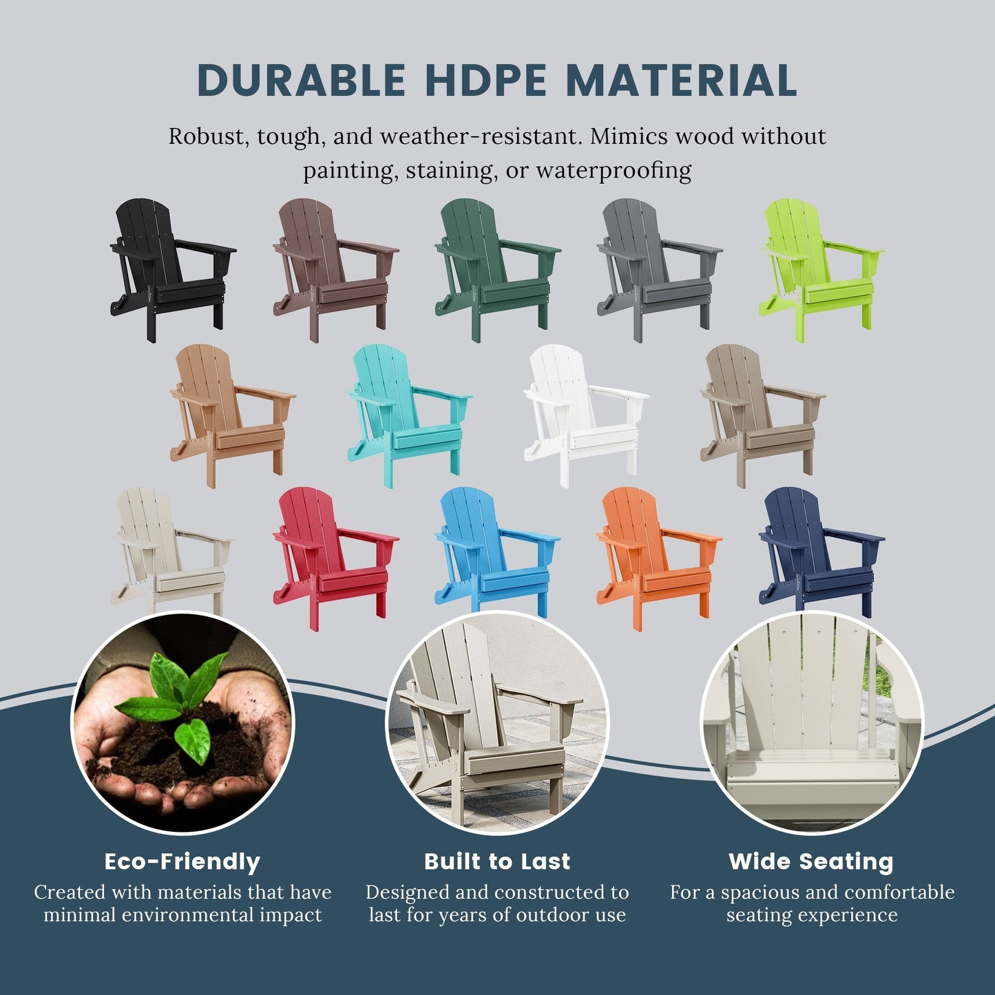 Chaises Adirondack pliantes d'extérieur Polytrends Laguna résistantes aux intempéries (ensemble de 4)