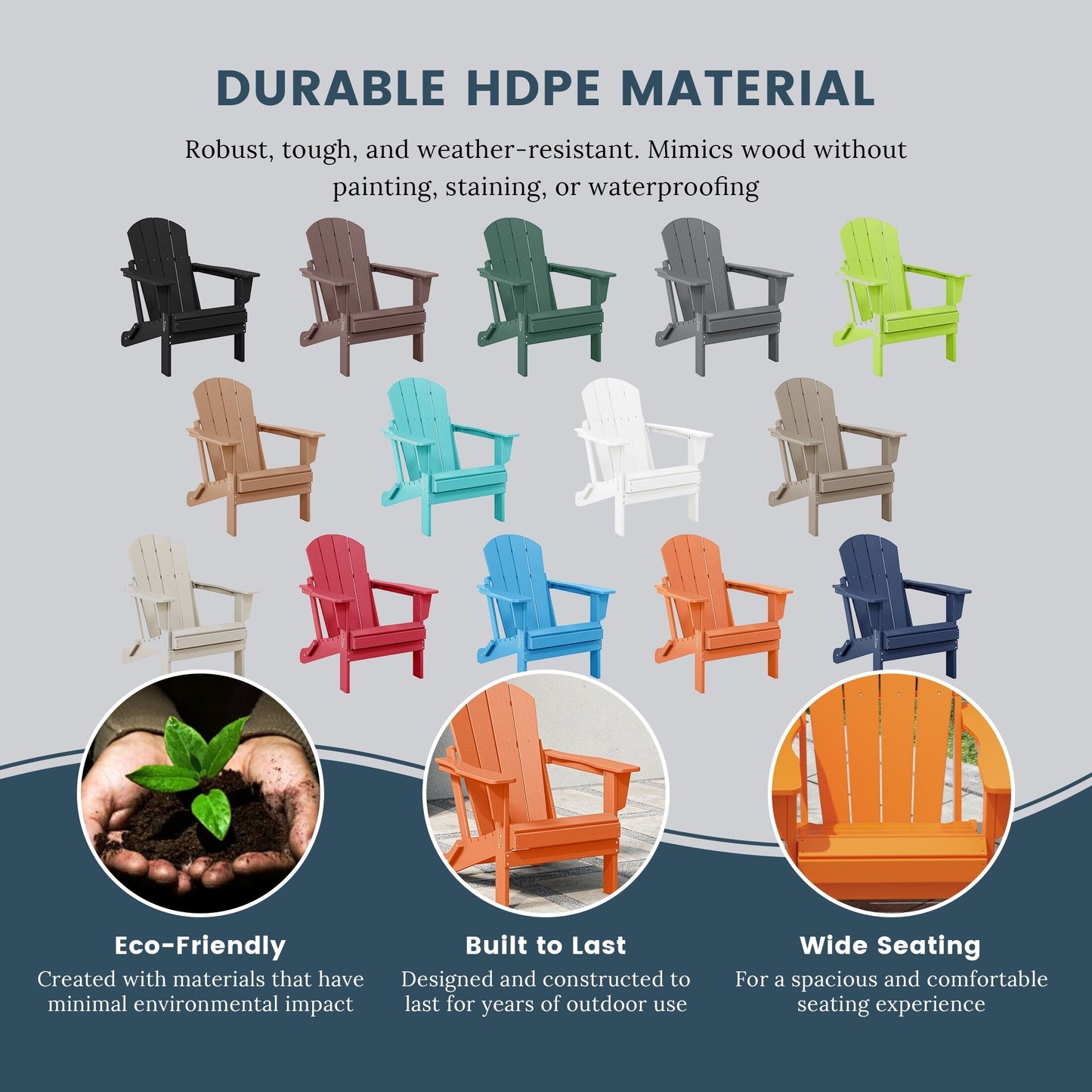 Chaises Adirondack pliantes d'extérieur Polytrends Laguna résistantes aux intempéries (ensemble de 4)