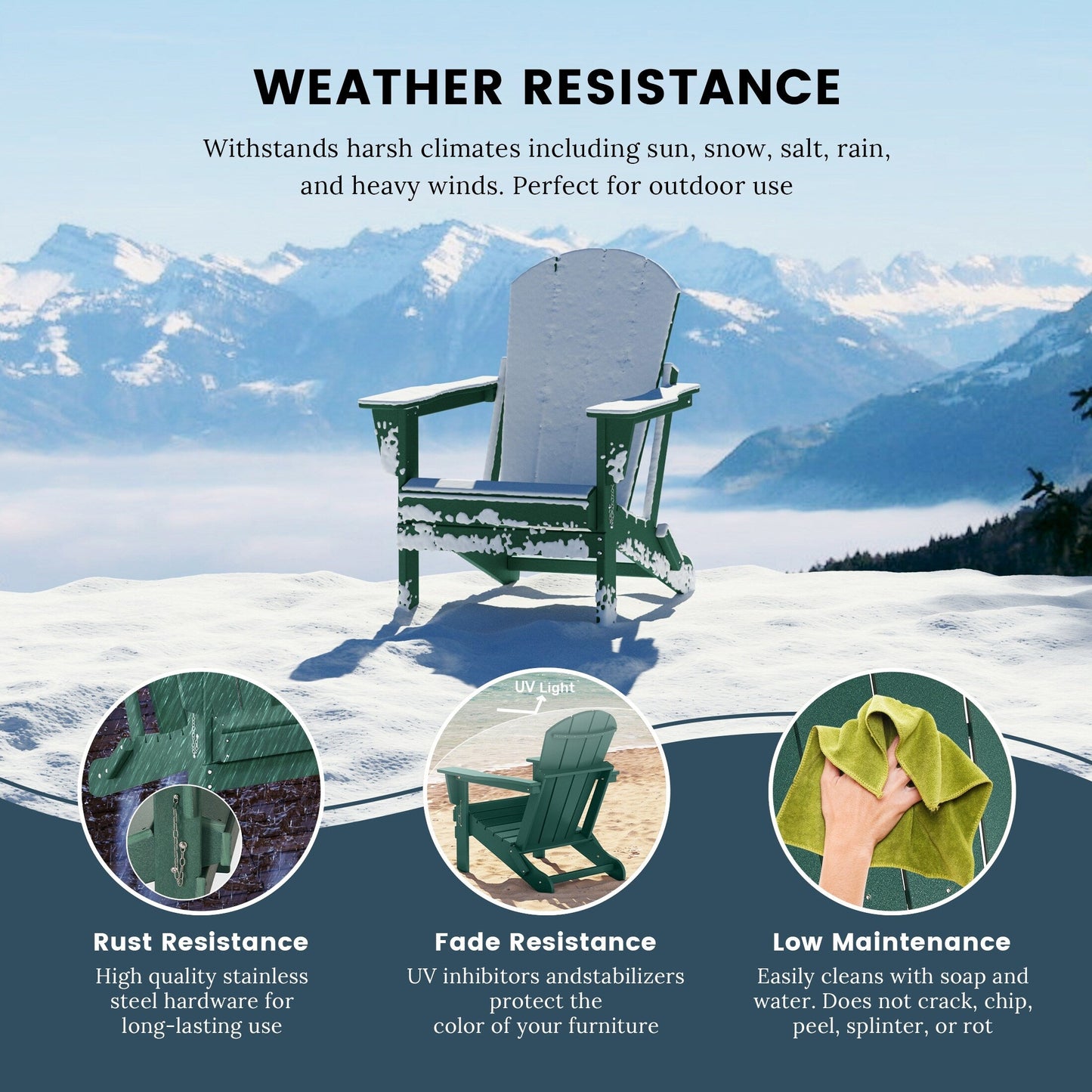 Chaises Adirondack pliantes d'extérieur Polytrends Laguna résistantes aux intempéries (ensemble de 4)