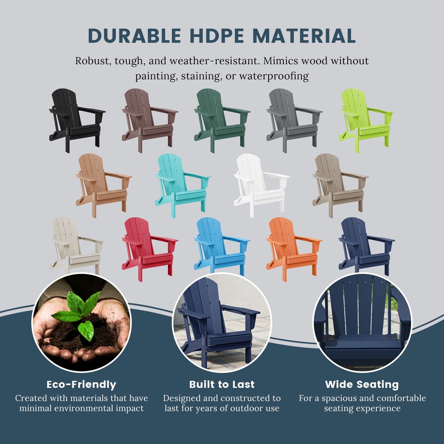 Chaises Adirondack pliantes d'extérieur Polytrends Laguna résistantes aux intempéries (ensemble de 4)