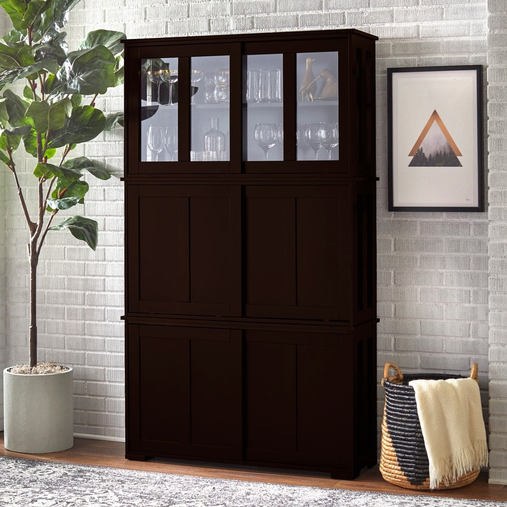 Vitrine empilable à porte coulissante en verre Porch &amp; Den Jefferson