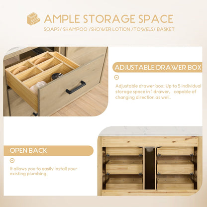 Meuble-lavabo Porto avec plateau en quartz blanc, sans miroir.