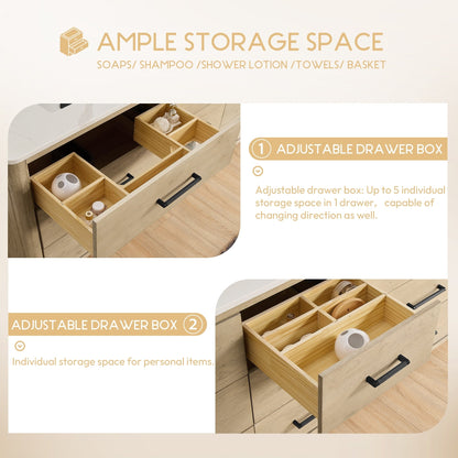 Meuble-lavabo Porto avec plateau en quartz blanc, sans miroir.