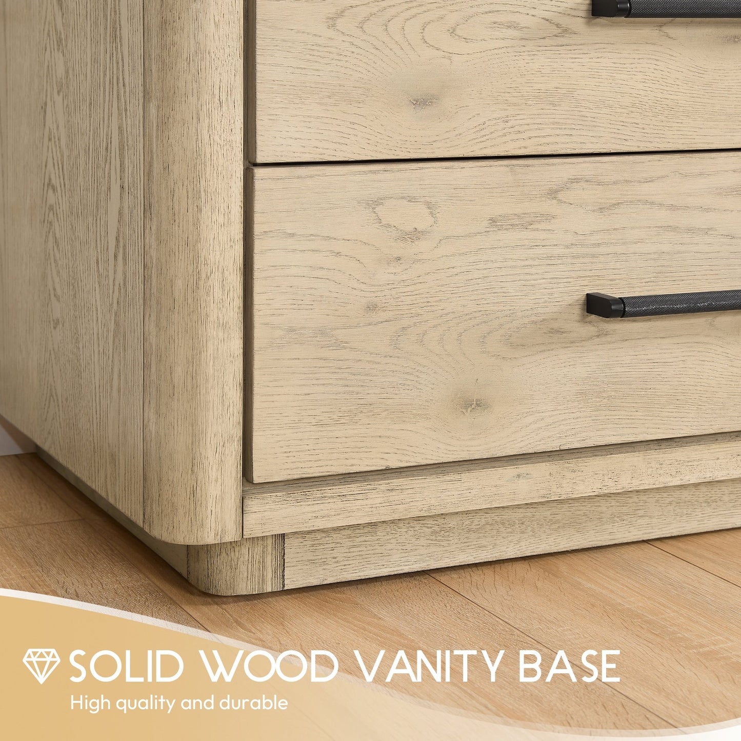 Meuble-lavabo Porto avec plateau en quartz blanc, sans miroir.