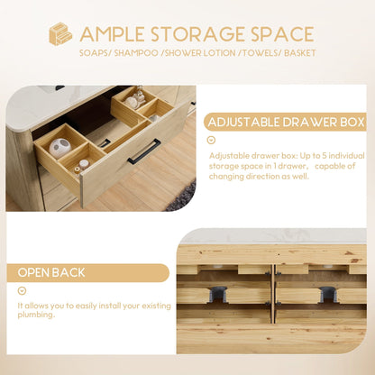 Meuble-lavabo Porto avec plateau en quartz blanc, sans miroir.