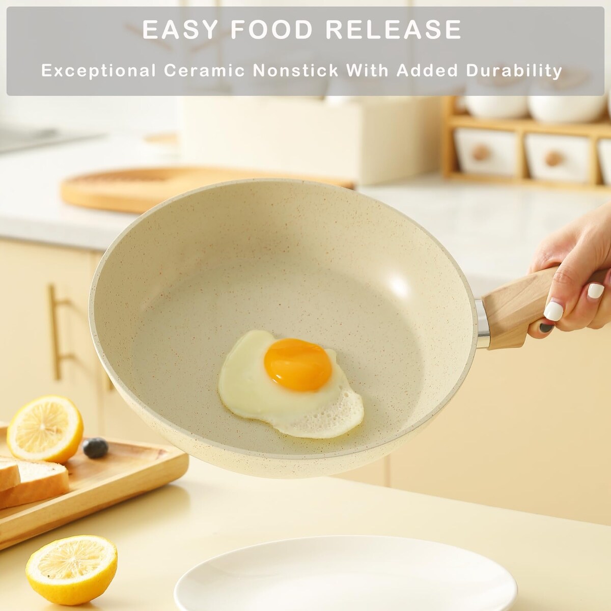 Ensemble de casseroles et poêles antiadhésives, batterie de cuisine en céramique antiadhésive comprenant poêle à frire, casserole, sauteuse et cocotte.