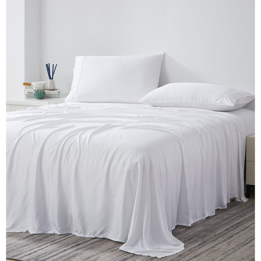 Ensemble de draps 4 pièces de luxe en viscose de bambou 100 % de qualité supérieure, poches extra profondes de 53 cm (21 pouces).