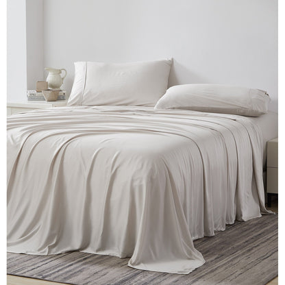 Ensemble de draps 4 pièces de luxe en viscose de bambou 100 % de qualité supérieure, poches extra profondes de 53 cm (21 pouces).