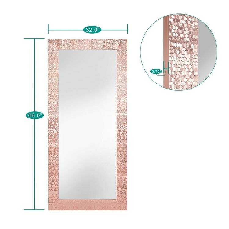 Miroir vertical pleine longueur haut de gamme à motif mosaïque - Sur pied, à incliner, autoportant - Miroir de dressing en pied
