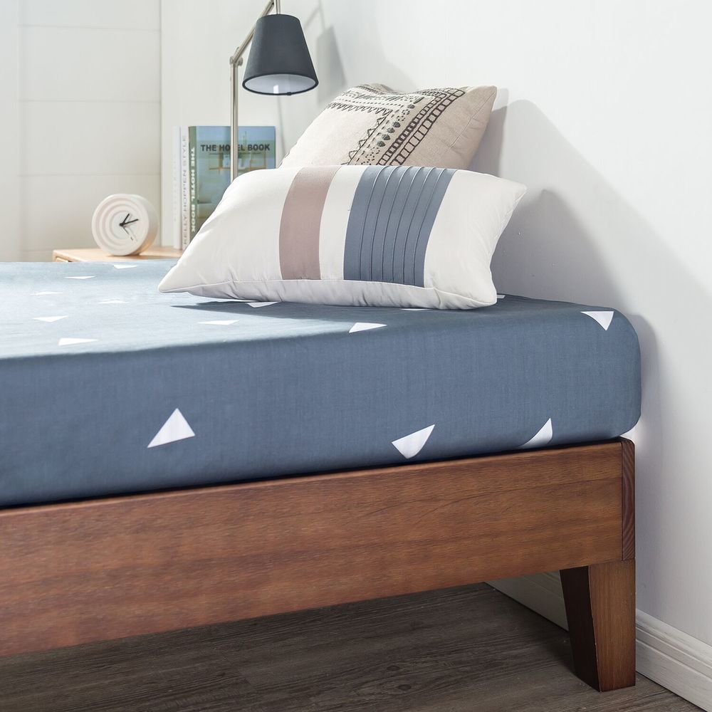 Lit plateforme Priage by Zinus Deluxe en bois massif couleur espresso antique