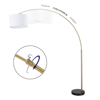 Lampadaire Q-Max 81 en acier, orientable et arqué, avec abat-jour extra large et base en marbre