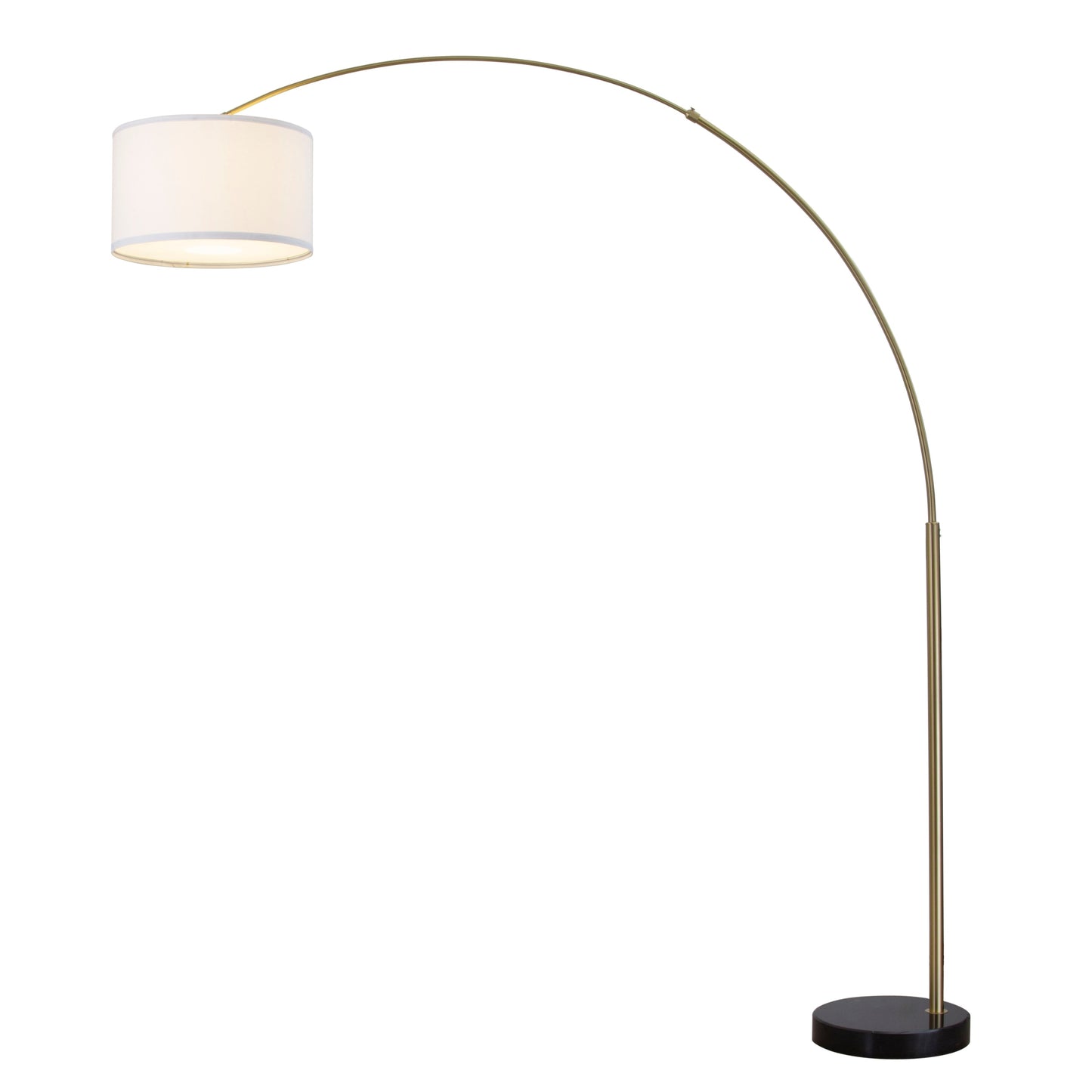 Lampadaire Q-Max 81 en acier, orientable et arqué, avec abat-jour extra large et base en marbre