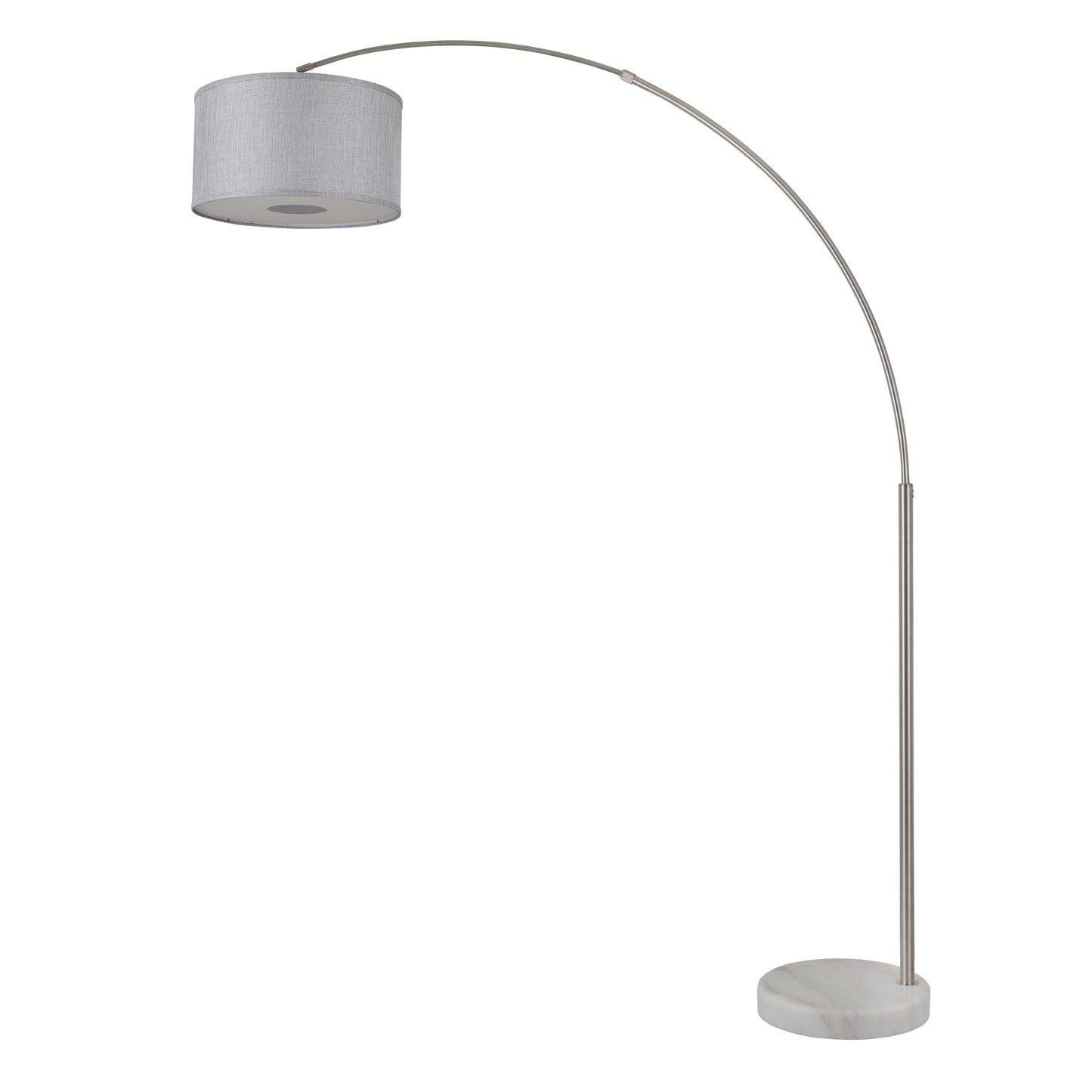 Lampadaire Q-Max 81 en acier, orientable et arqué, avec abat-jour extra large et base en marbre