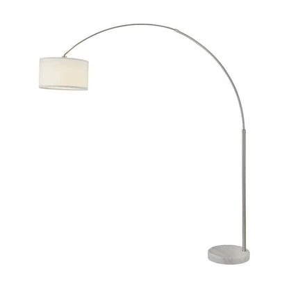 Lampadaire Q-Max 81 en acier, orientable et arqué, avec abat-jour extra large et base en marbre