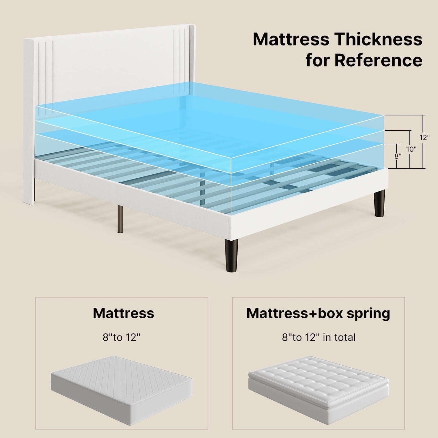 Lit Queen/Full à tête de lit capitonnée avec dossier à oreilles
