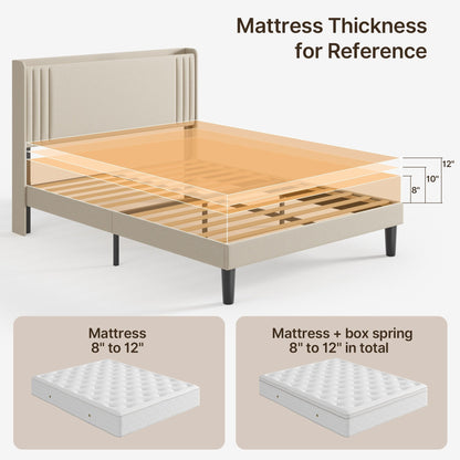 Lit Queen/Full à tête de lit capitonnée avec dossier à oreilles