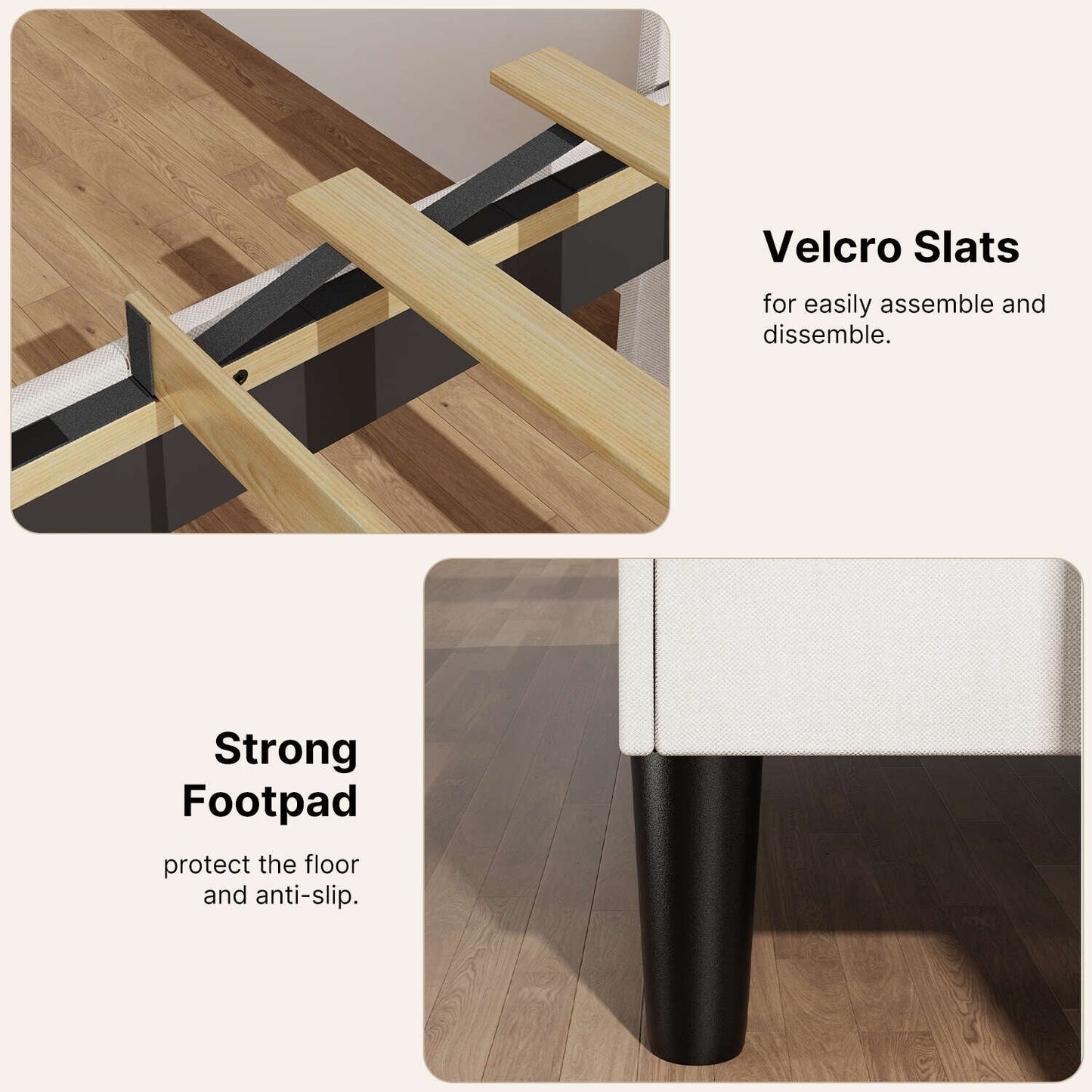 Lit Queen/Full à tête de lit capitonnée avec dossier à oreilles