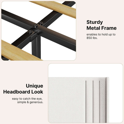 Lit Queen/Full à tête de lit capitonnée avec dossier à oreilles