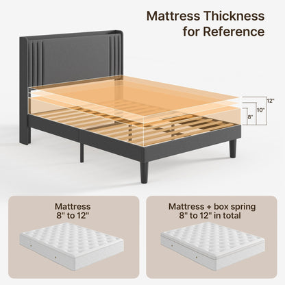 Lit Queen/Full à tête de lit capitonnée avec dossier à oreilles