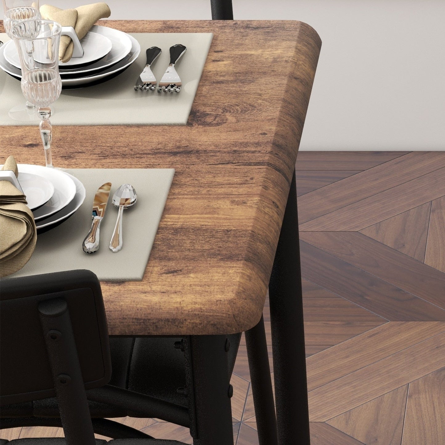 Ensemble table et chaises rectangulaires pour 4 personnes avec chaises rembourrées