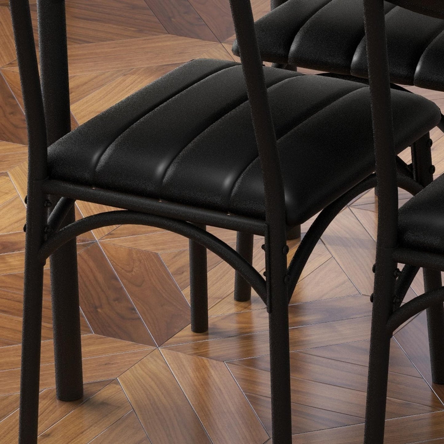 Ensemble table et chaises rectangulaires pour 4 personnes avec chaises rembourrées