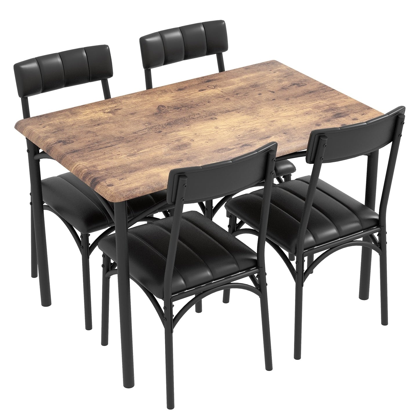 Ensemble table et chaises rectangulaires pour 4 personnes avec chaises rembourrées